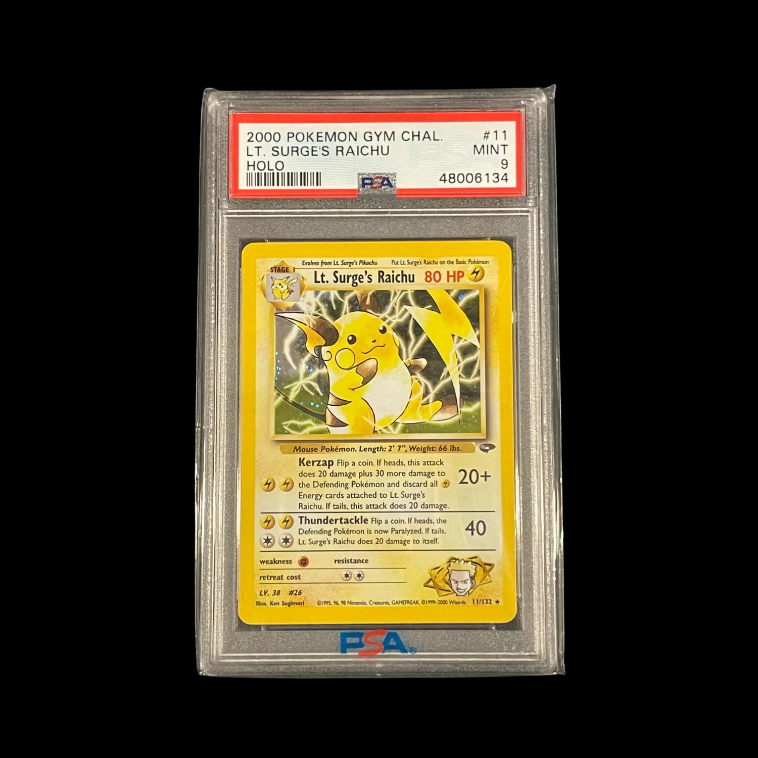 2000 Pokemon Gym Challenge LT. Surge's Raichu Holo 11