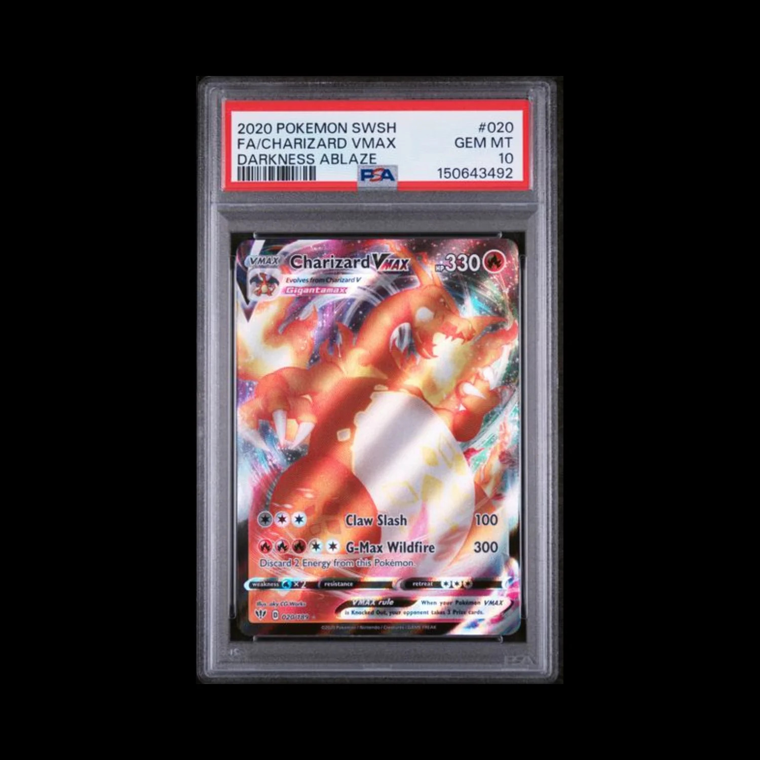 2020 Pokemon Sword & Shield Darkness Ablaze Full Art/Charizard Vmax 020