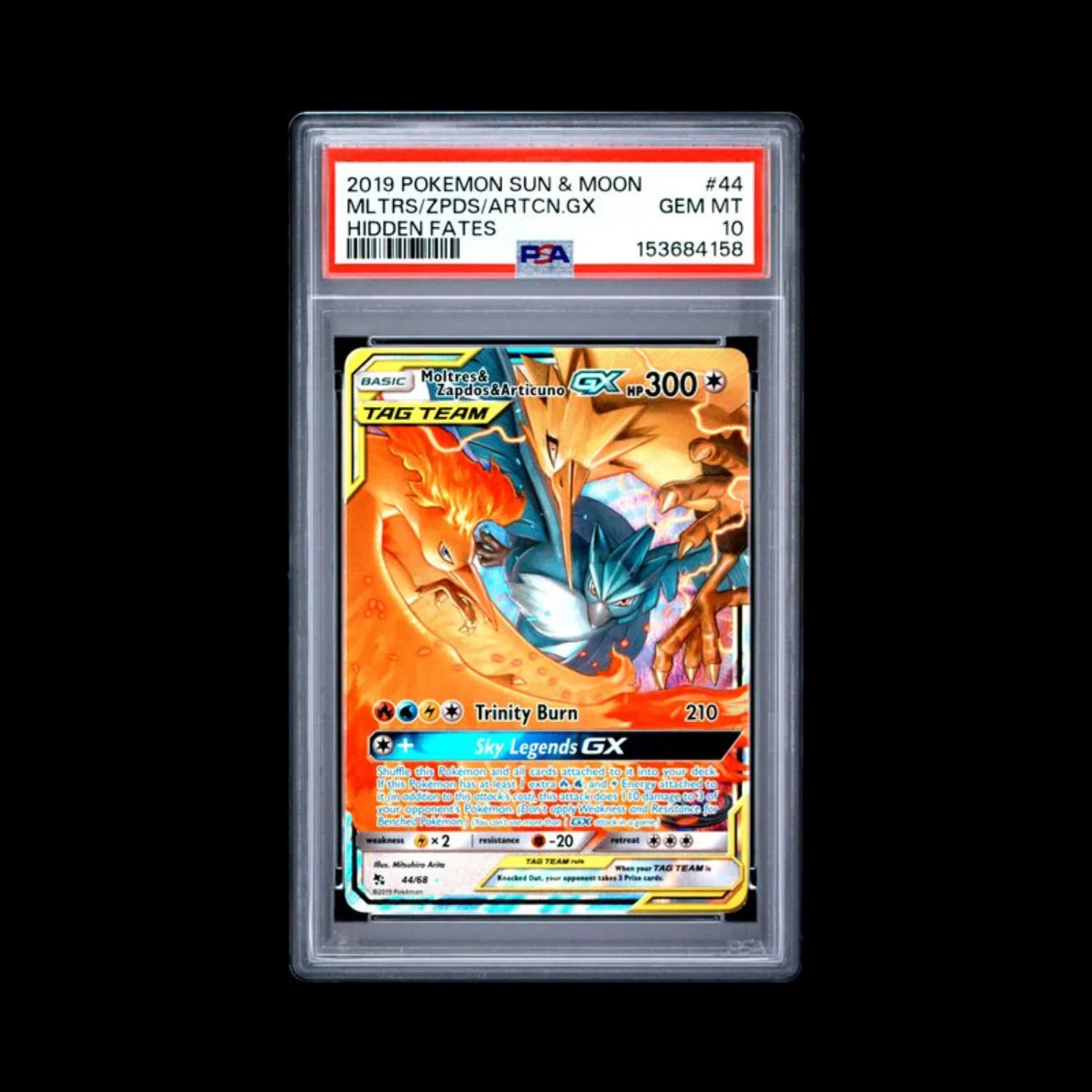 2019 Pokemon Sun & Moon Hidden Fates Moltres & Zapdos & Articuno GX 44
