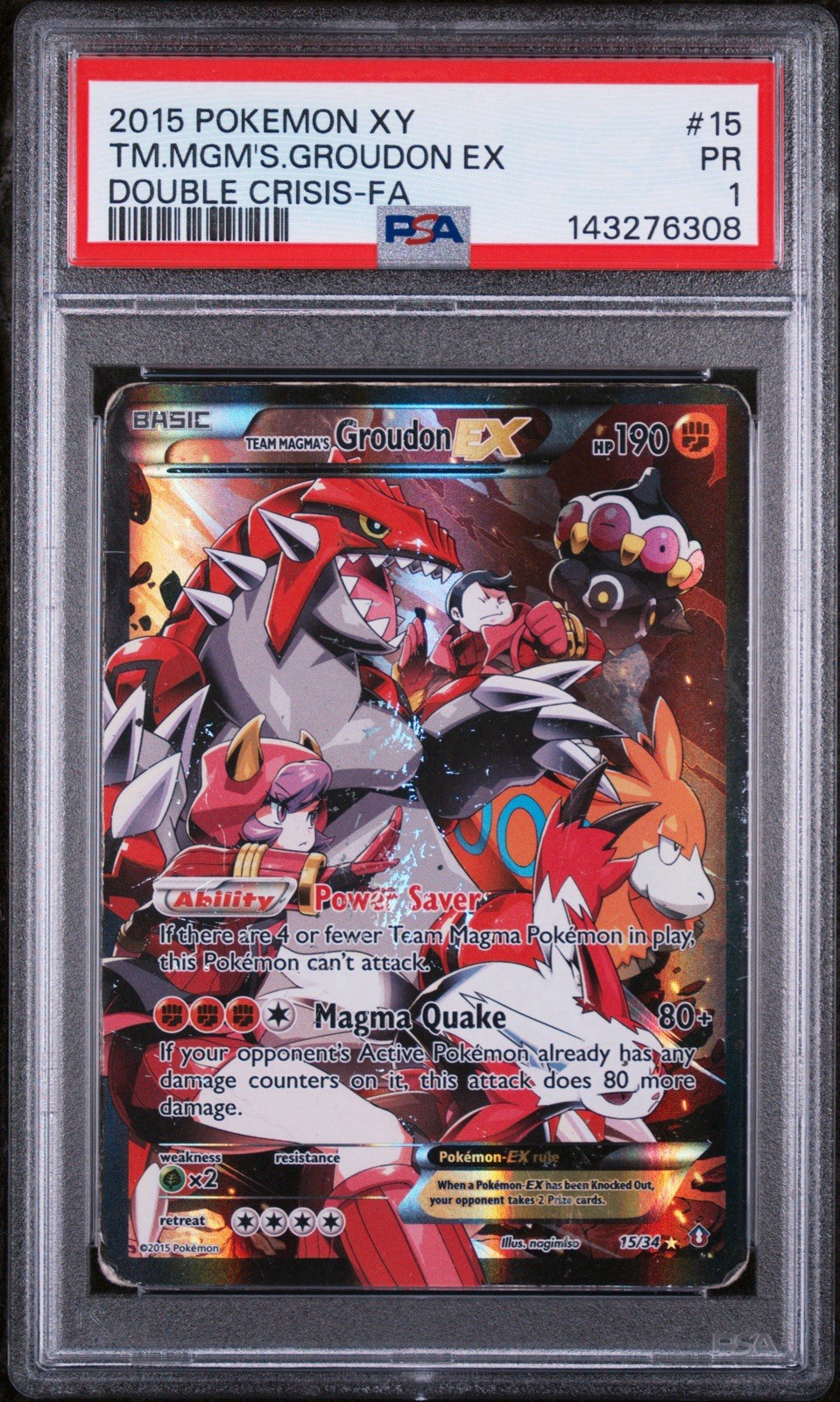 2015 Pokemon XY Double Crisis Full Art/Team Magma's Groudon EX 15
