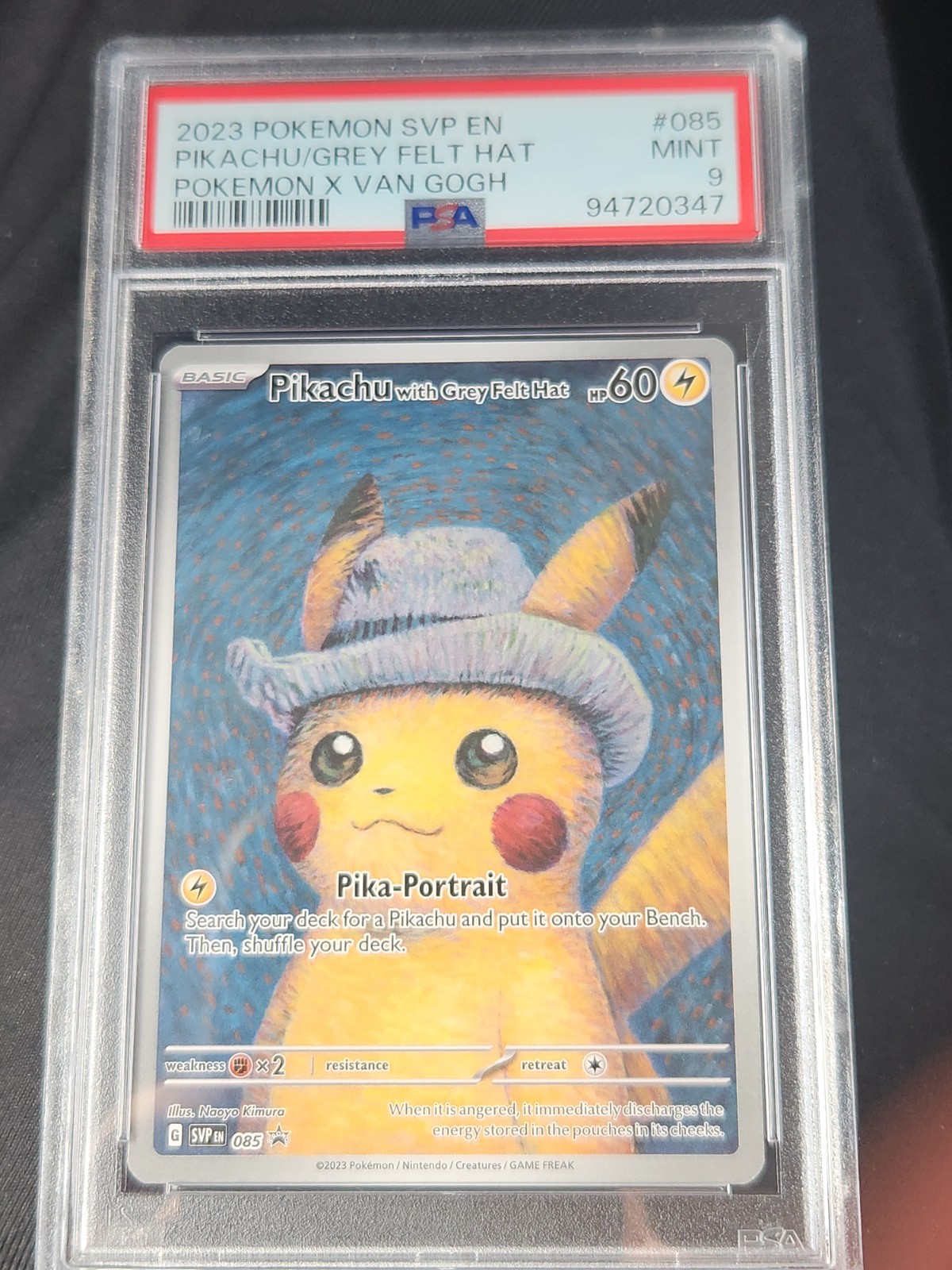 2023 Pokemon Svp EN-SV Black Star Promo Pikachu With Grey Felt Hat Pokemon X Van Gogh 085