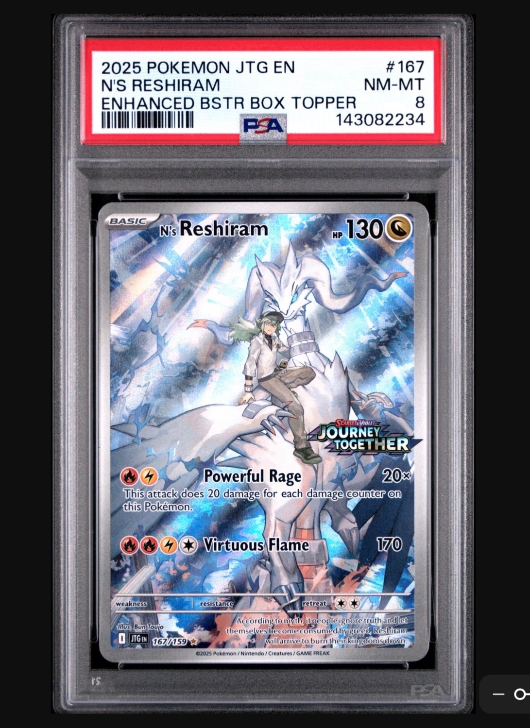 2025 Pokemon Jtg EN-Journey Together N's Reshiram Enhanced Booster Box Topper 167