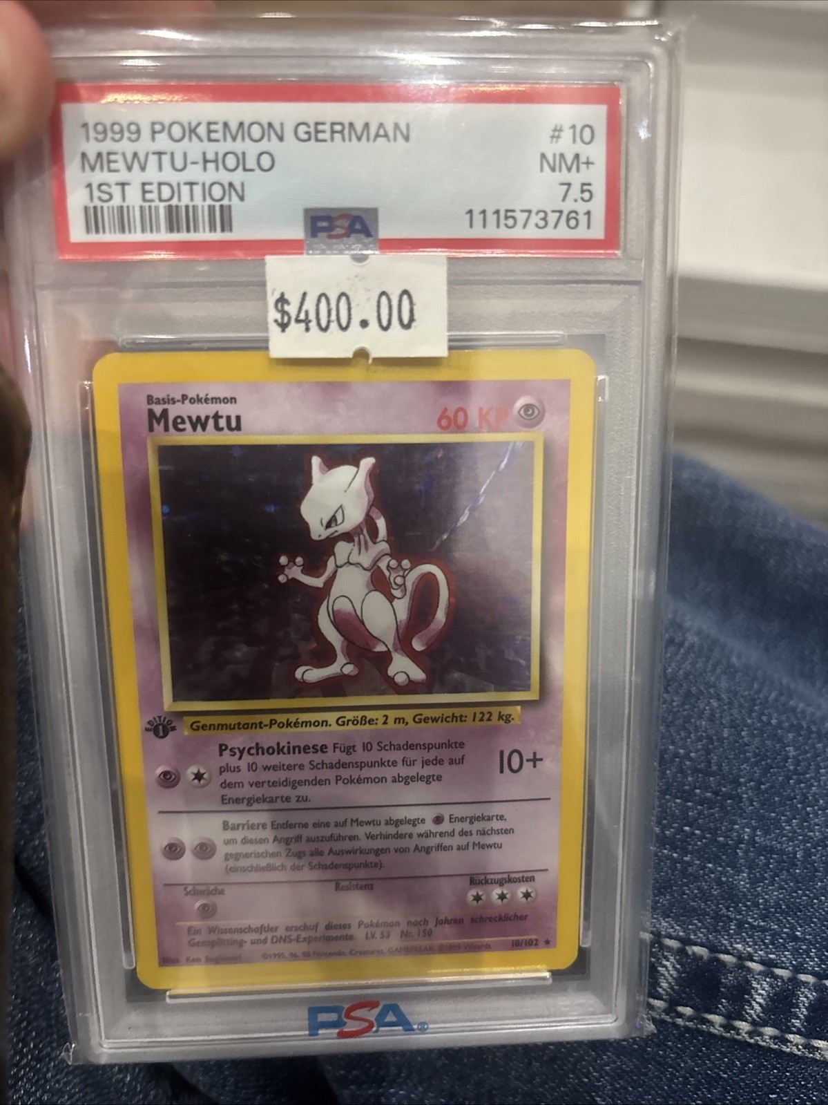 1999 Pokemon German Mewtu-Holo 1st Edition 10