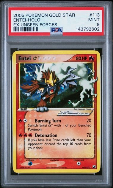 2005 Pokemon EX Unseen Forces Entei-Holo Gold Star 113