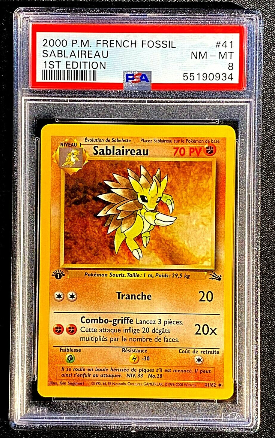 2000 Pokemon French Fossil Sablaireau 1st Edition 41