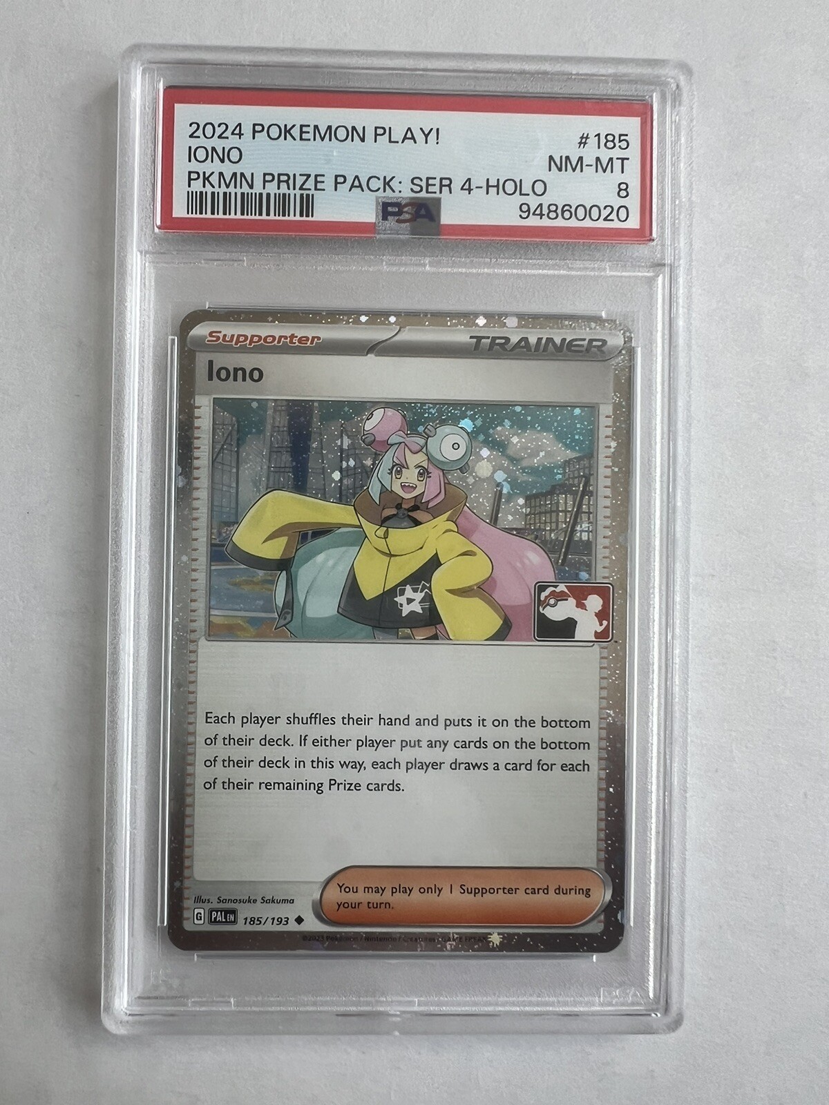 2024 Pokemon Play! Pokemon Prize Pack Iono Holo 185