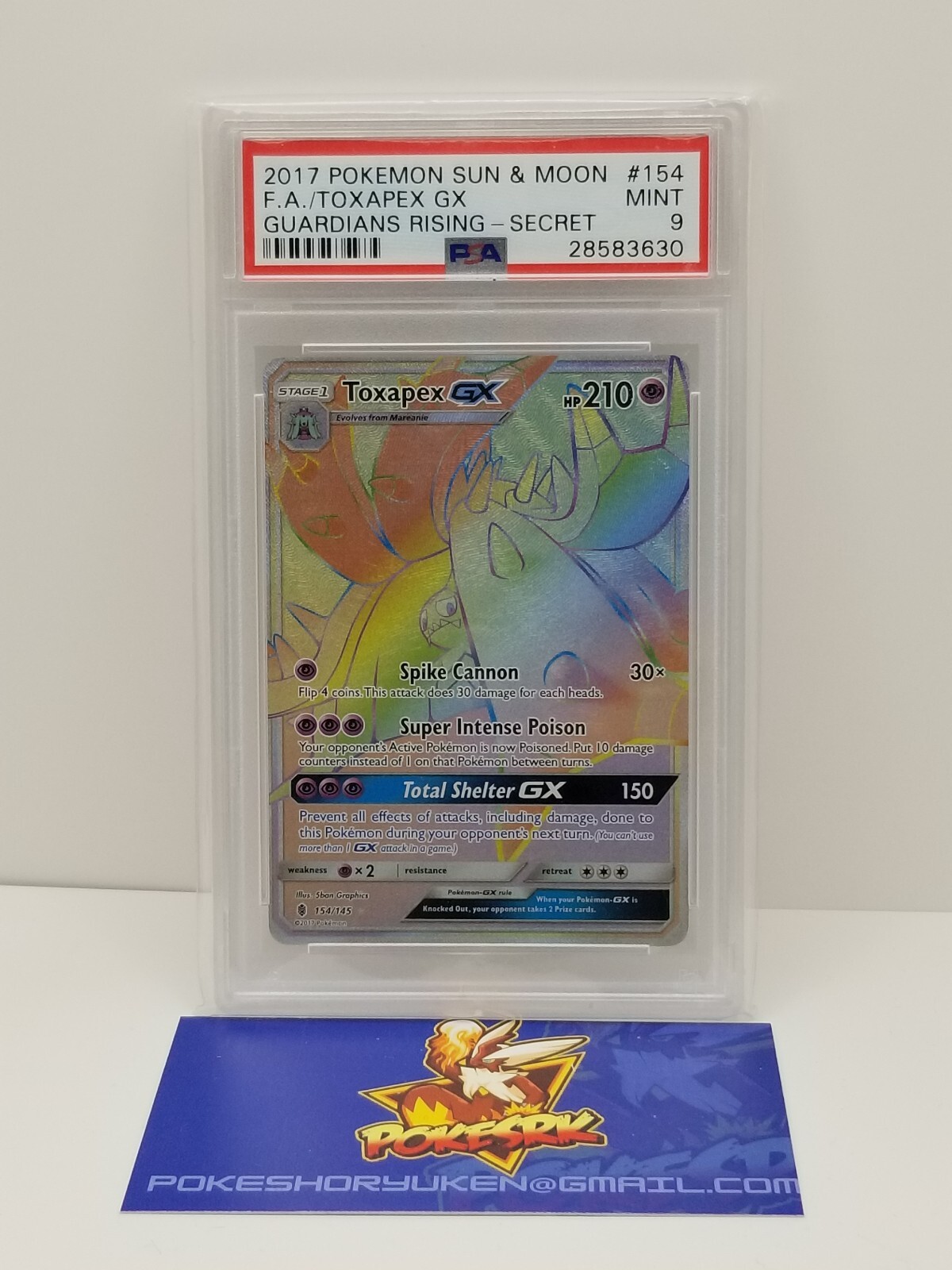 2017 Pokemon Sun & Moon Guardians Rising Full Art/Toxapex GX Secret 154
