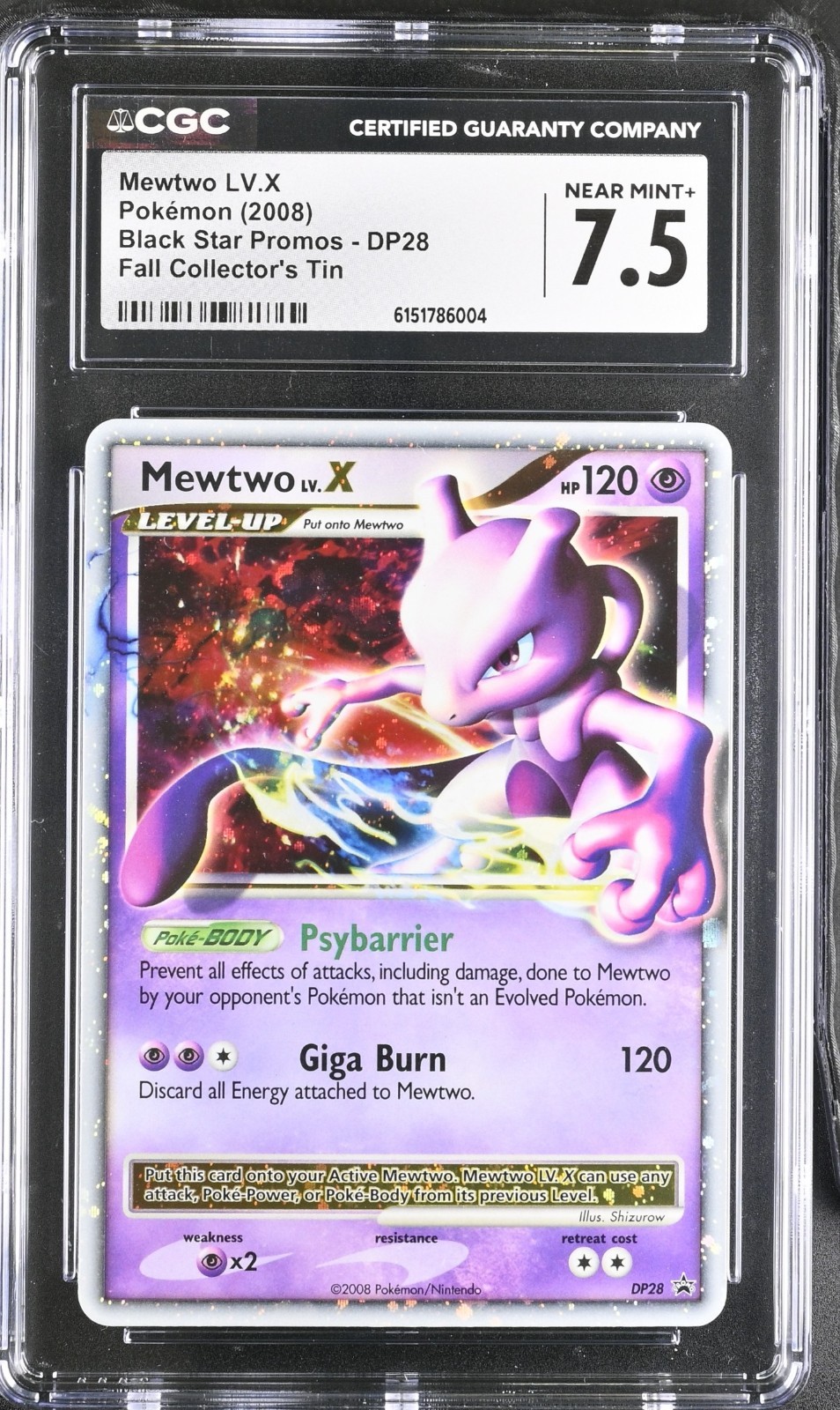 2008 Black Star Promos - Diamond & Pearl - English Mewtwo LV.X Promo Fall Collector's Tin (Holo) DP28