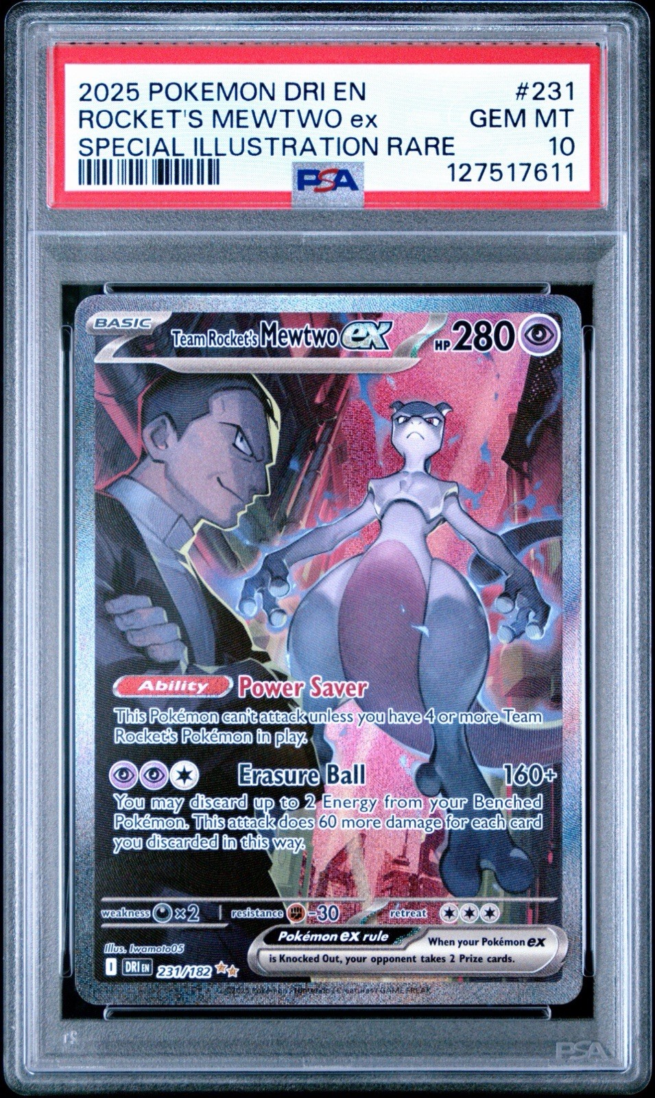 2025 Pokemon Dri EN-Destined Rivals Team Rocket's Mewtwo EX Special Illustration Rare 231