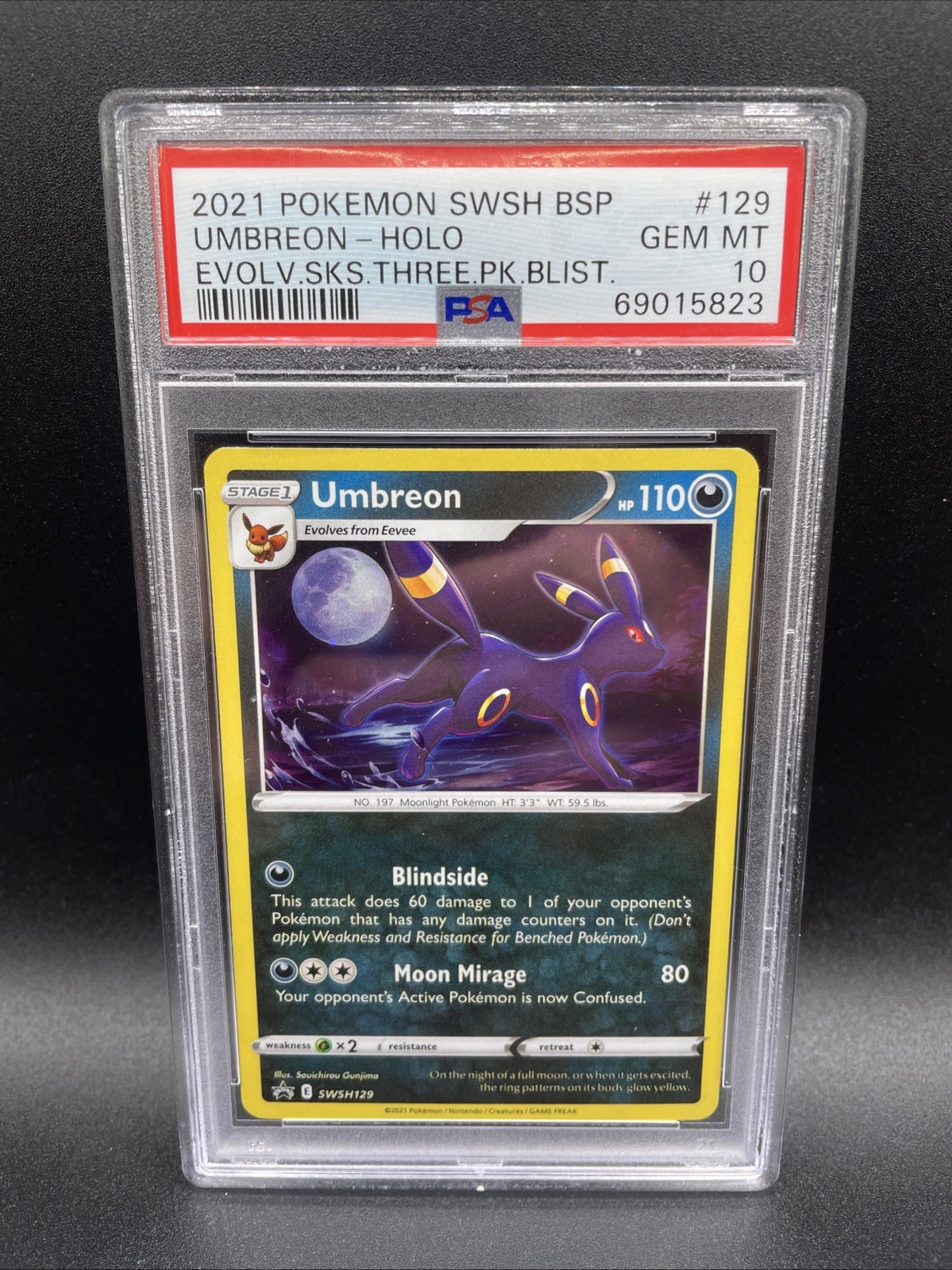 2021 Pokemon Swsh Black Star Promo Umbreon-Holo Evolving Skies Three Pack Blisters 129