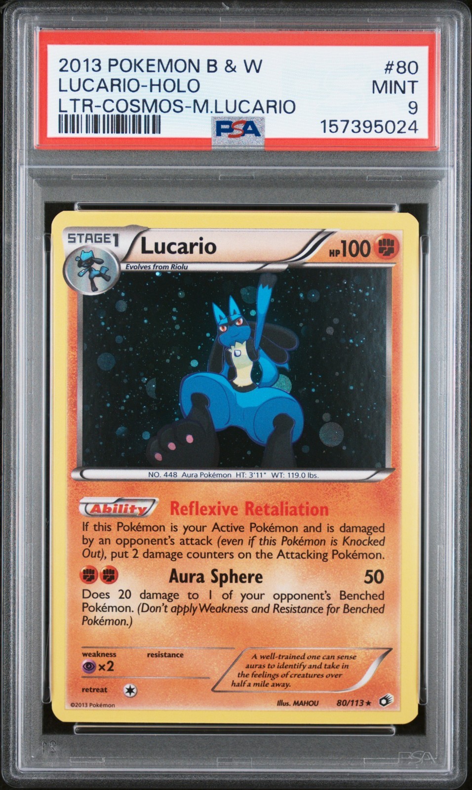 2013 Pokemon Black & White Legendary Treasures Lucario-Holo Cosmos-Mega Lucario 80