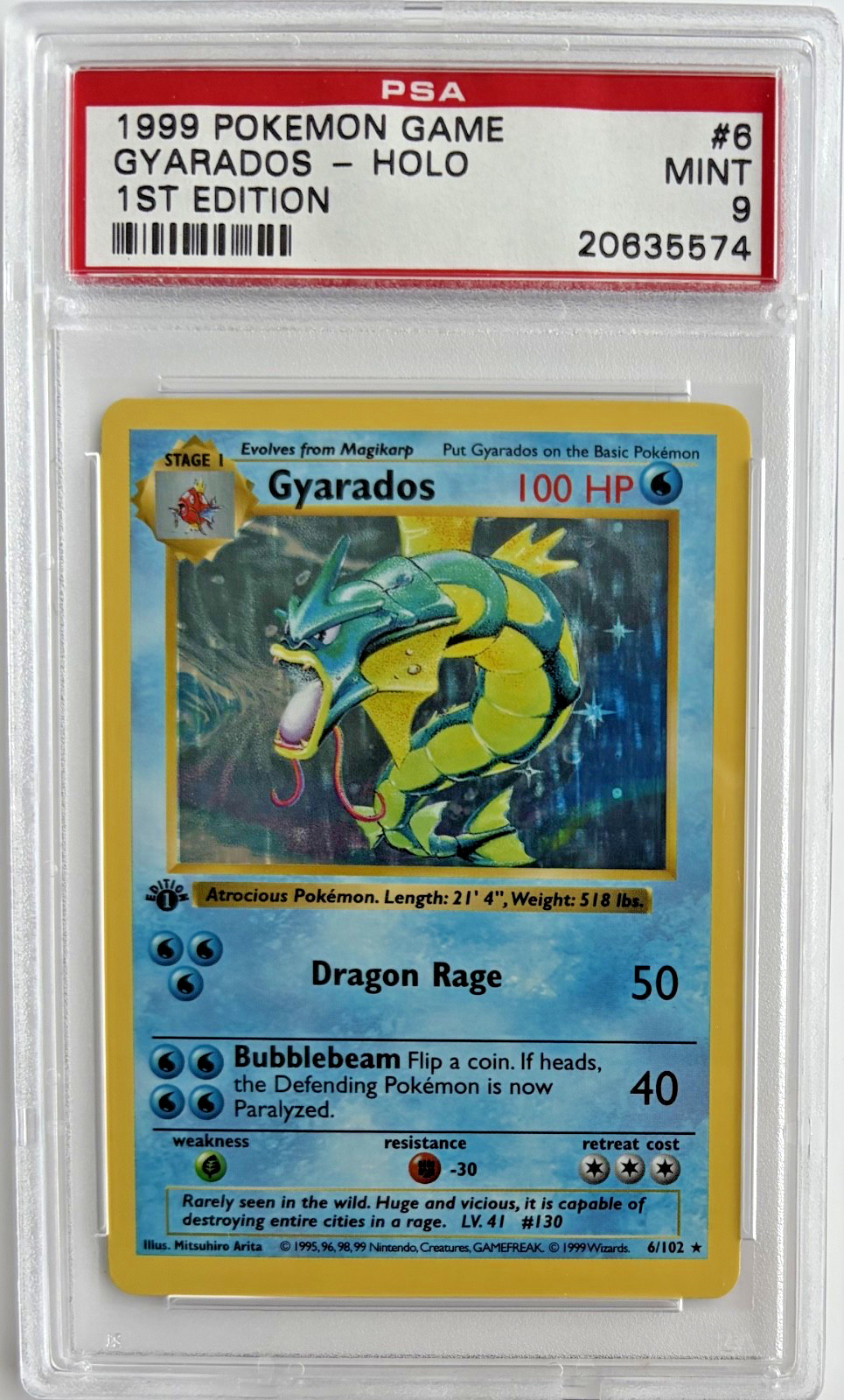 1999 Pokemon Game Gyarados-Holo 1st Edition 6