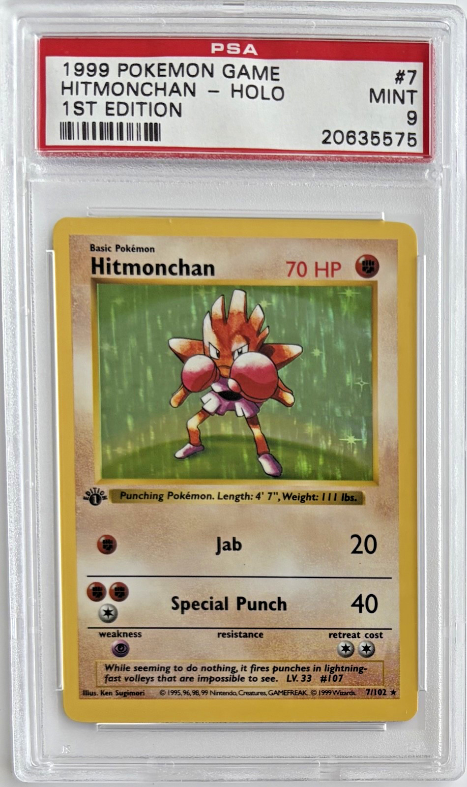 1999 Pokemon Game Hitmonchan-Holo 1st Edition 7