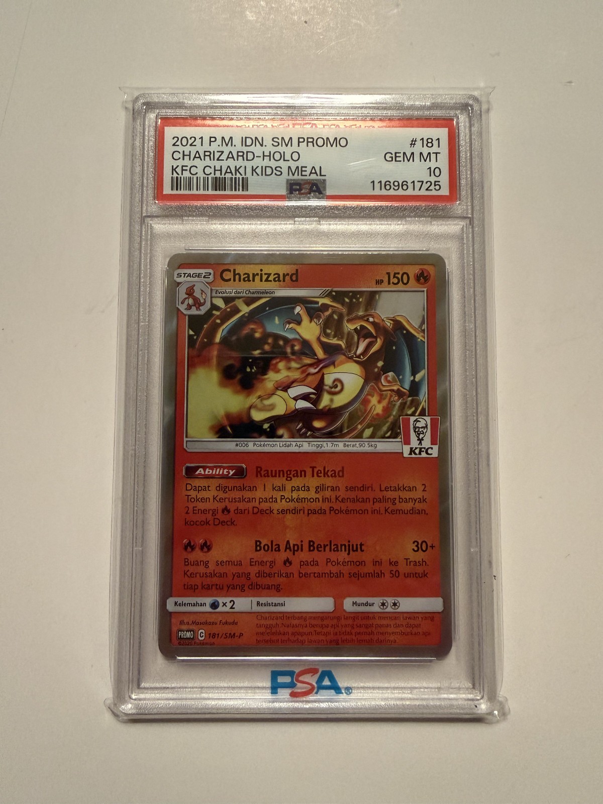 2021 Pokemon Indonesian SM Promo Charizard-Holo Kfc Chaki Kids Meal 181