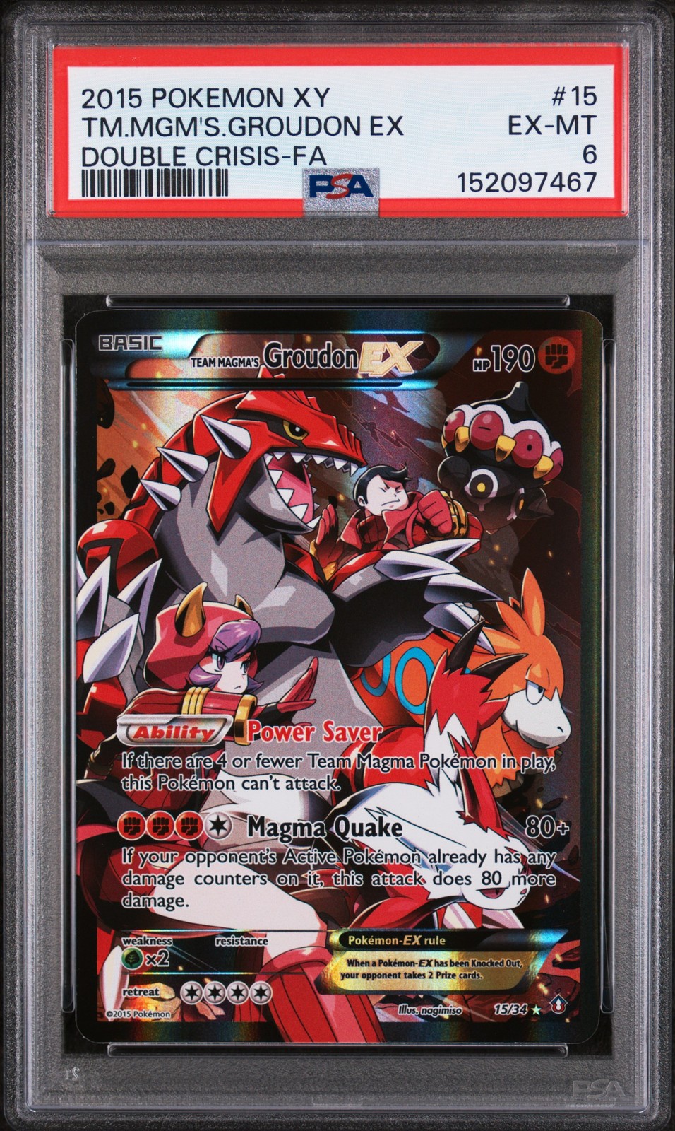 2015 Pokemon XY Double Crisis Full Art/Team Magma's Groudon EX 15