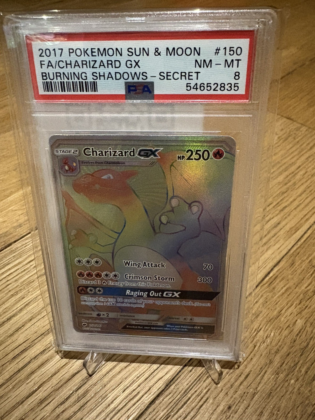 2017 Pokemon Sun & Moon Burning Shadows Full Art/Charizard GX Secret 150