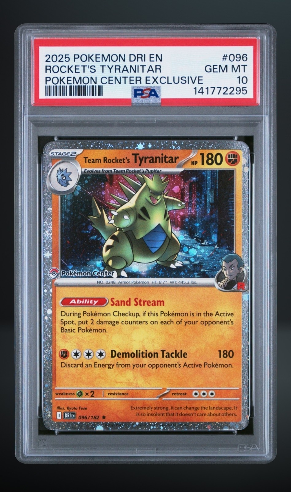 2025 Pokemon Dri EN-Destined Rivals Team Rocket's Tyranitar Pokemon Center Exclusive 096
