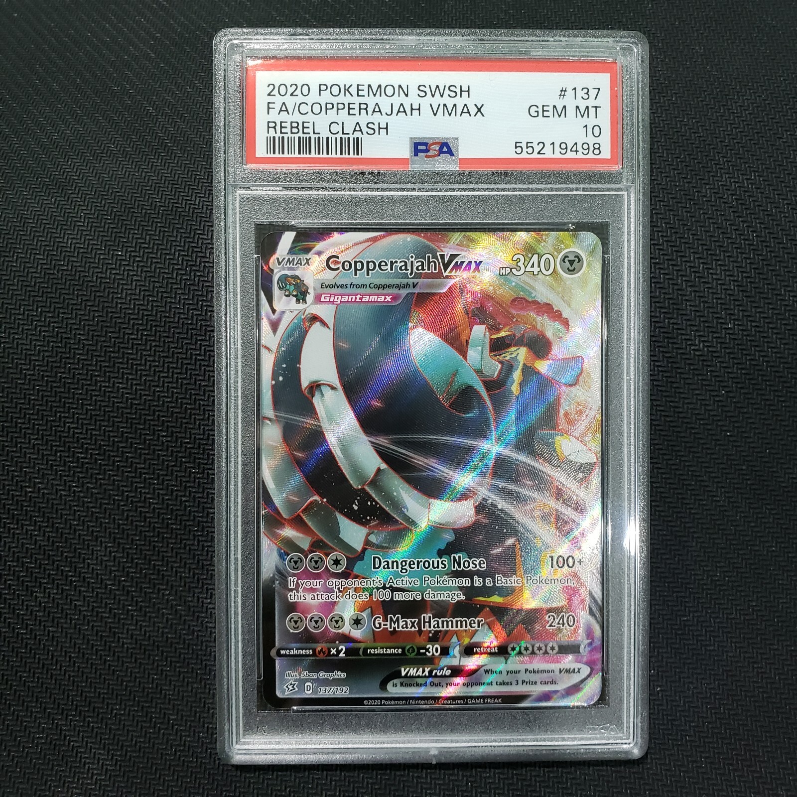 2020 Pokemon Sword & Shield Rebel Clash Full Art/Copperajah Vmax 137