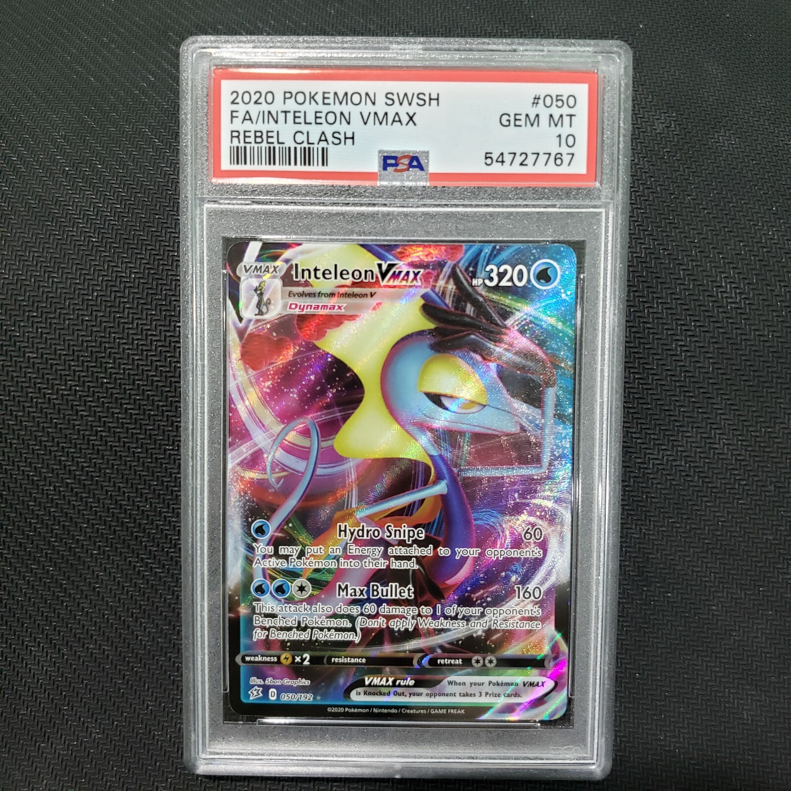 2020 Pokemon Sword & Shield Rebel Clash Full Art/Inteleon Vmax 050