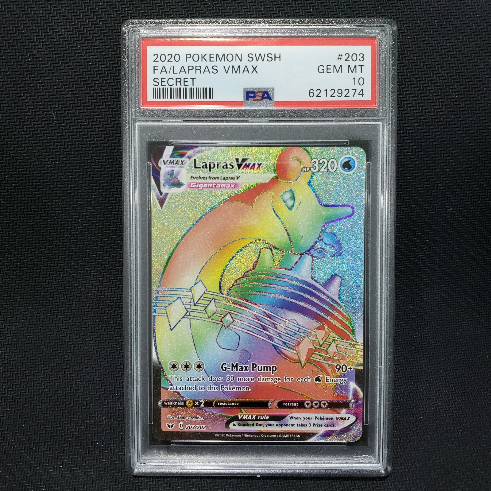 2020 Pokemon Sword & Shield Full Art/Lapras Vmax Secret 203