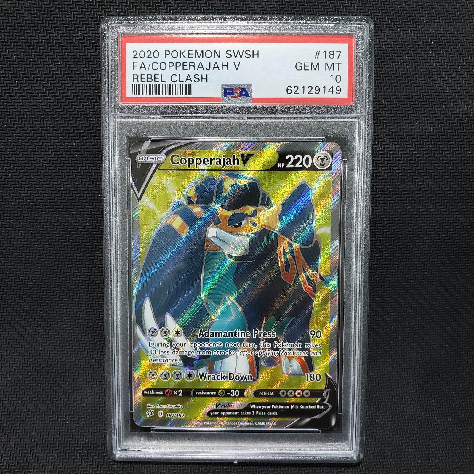 2020 Pokemon Sword & Shield Rebel Clash Full Art/Copperajah V 187