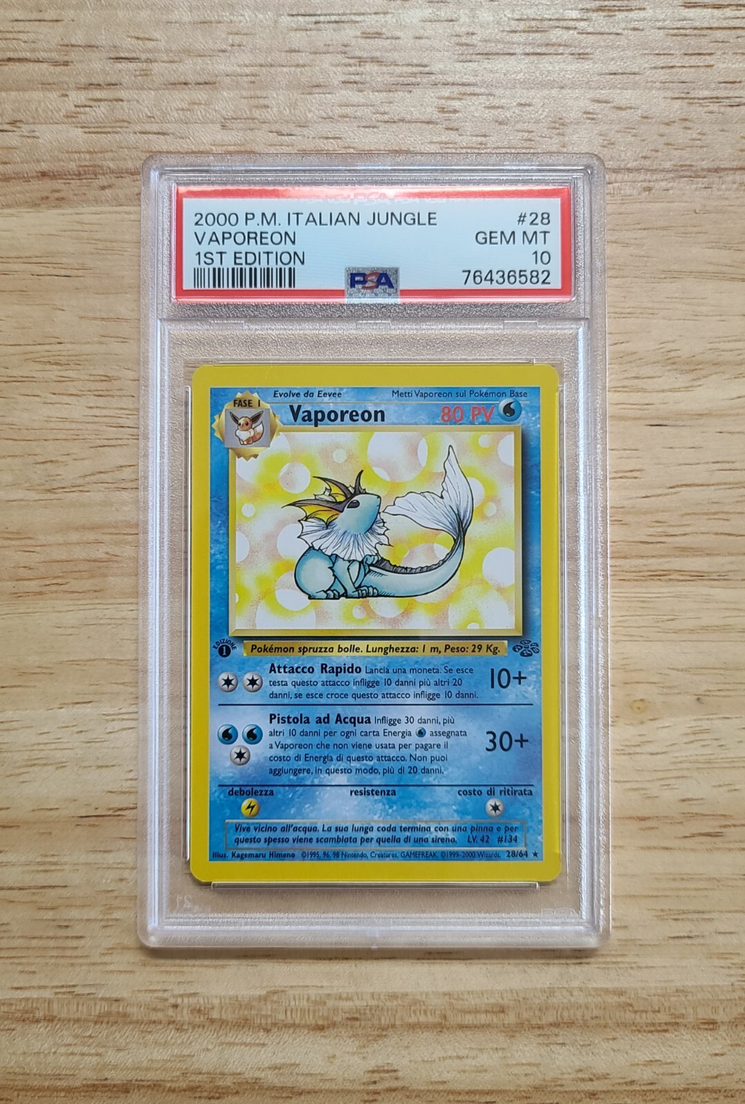 2000 Pokemon Italian Jungle Vaporeon 1st Edition 28