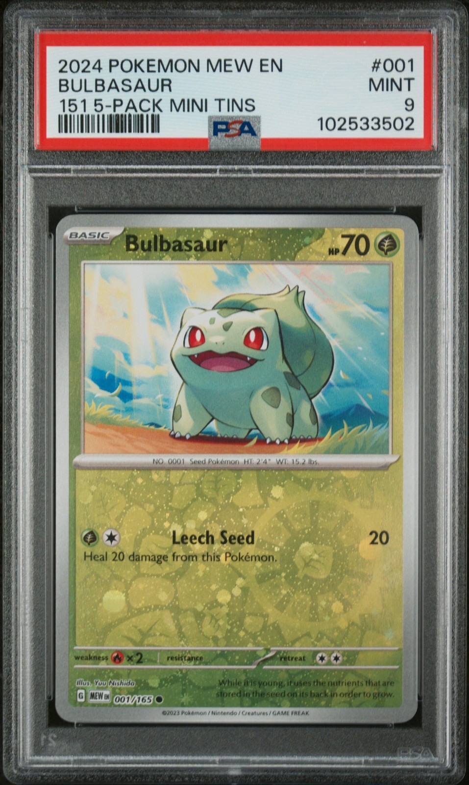2024 Pokemon Mew EN-151 Bulbasaur 151 5-Pack Mini Tin 001