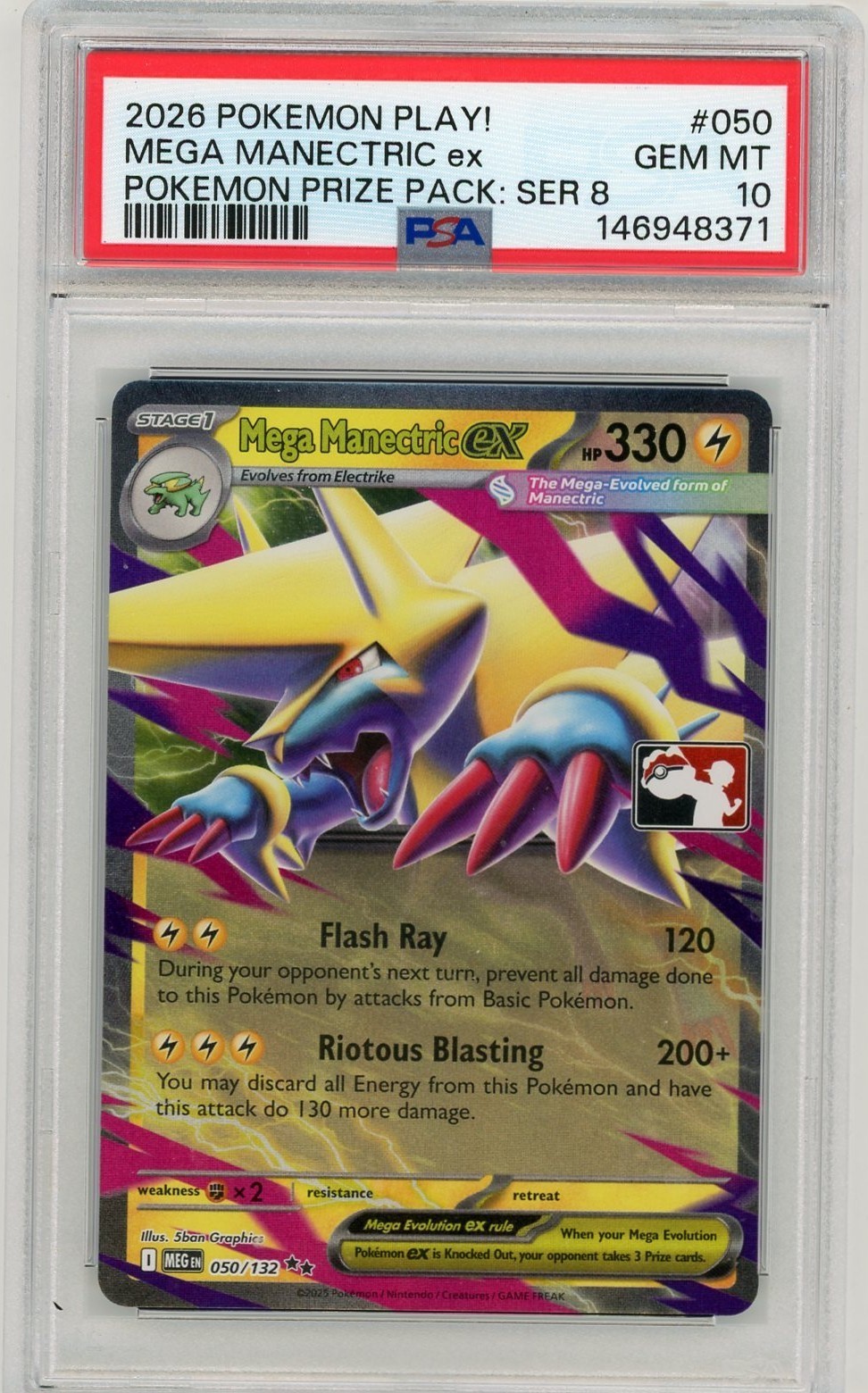 2026 Pokemon Play! Pokemon Prize Pack: Series 8 Mega Manectric EX 050