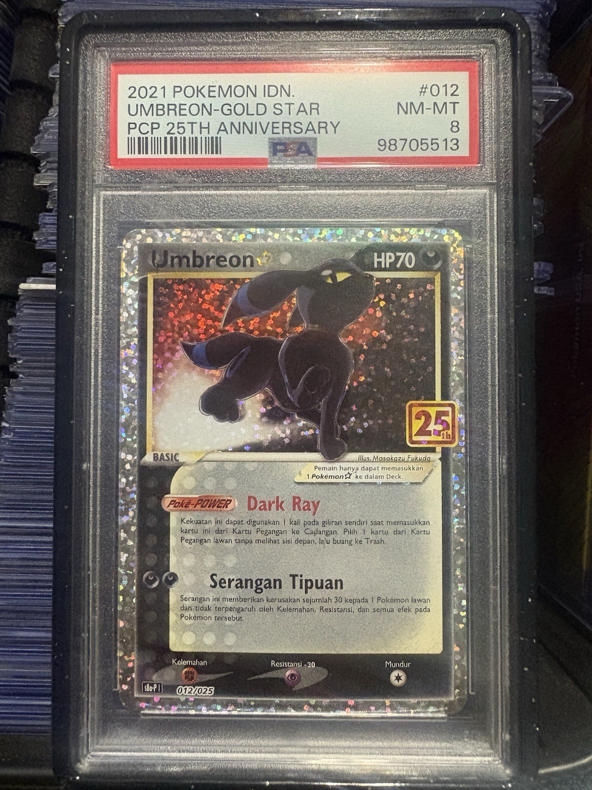 2021 Pokemon Indonesian Promo Card Pack 25th Anniversary Umbreon-Gold Star 012
