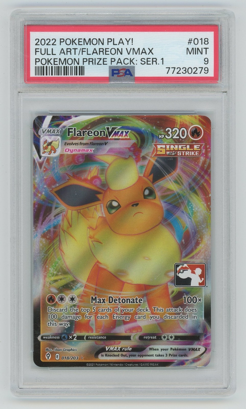 2022-2023 Pokemon Play! Pokemon Prize Pack Full Art/Flareon Vmax 018