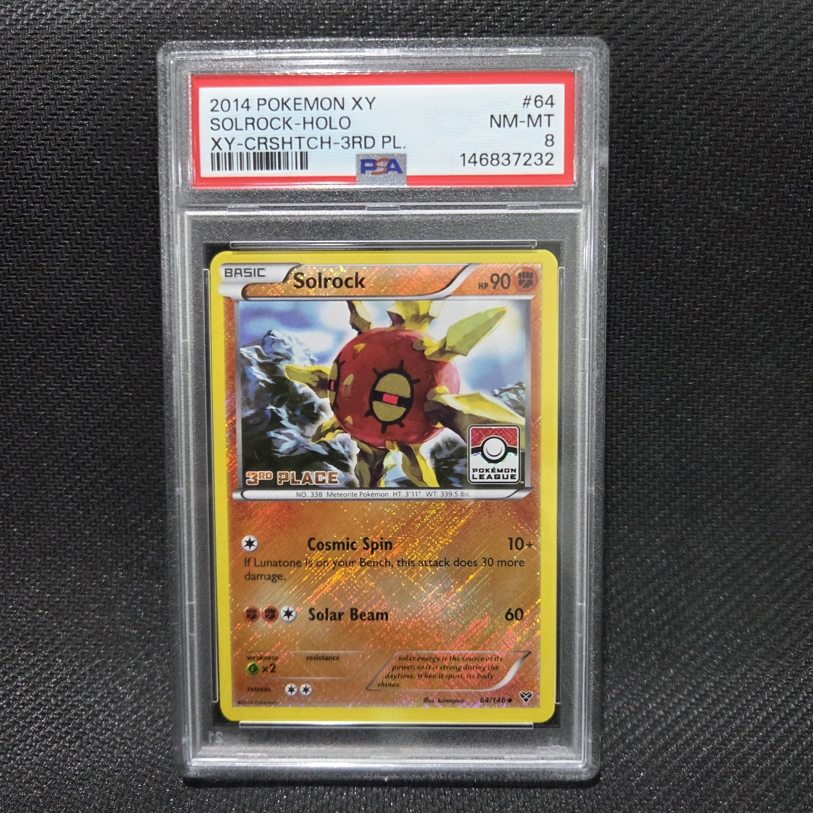 2014 Pokemon XY Solrock-Holo Crosshatch-2014 3rd Place Pokemon League 64