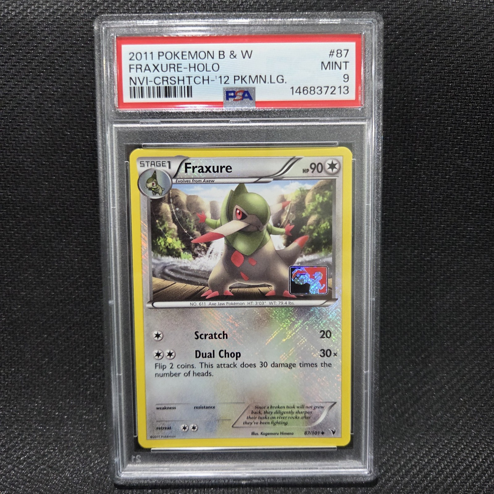 2011 Pokemon Black & White Noble Victories Fraxure-Holo Crosshatch-2012 Pokemon League 87