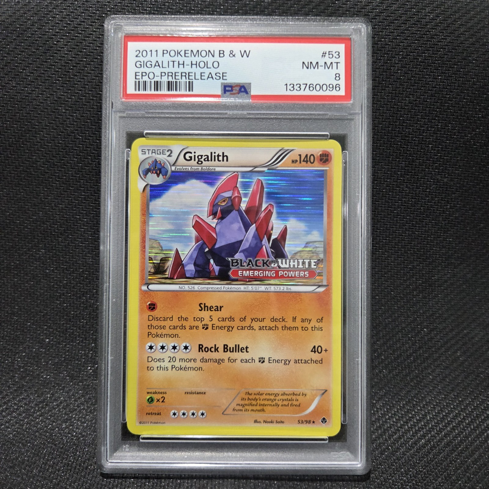 2011 Pokemon Black & White Emerging Powers Gigalith-Holo Prerelease 53