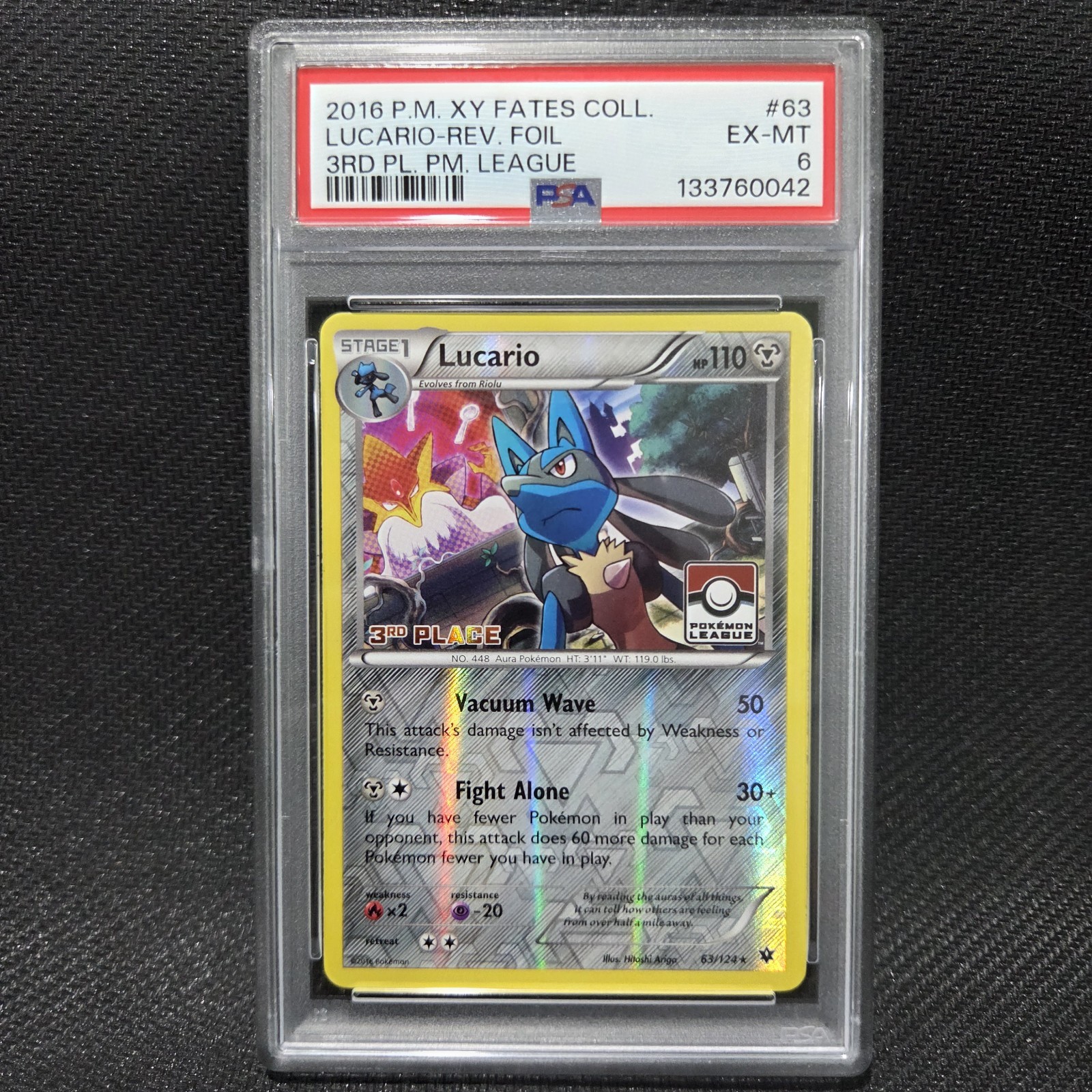 2016 Pokemon XY Fates Collide Lucario-Reverse Foil 3rd Place Pokemon League 63