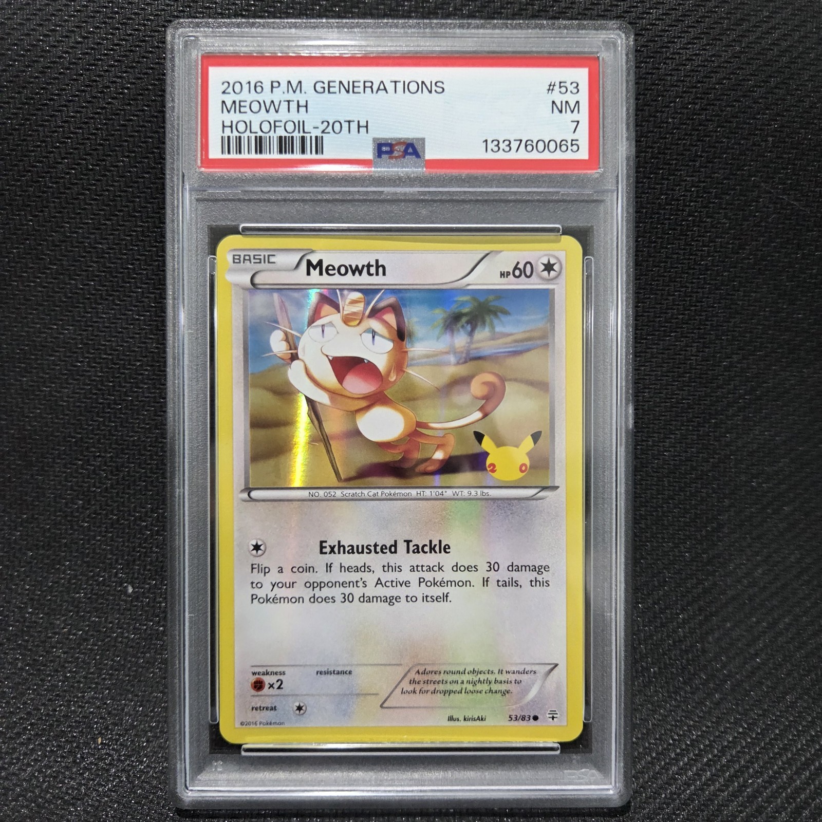 2016 Pokemon XY Generations Meowth Holofoil-20th 53