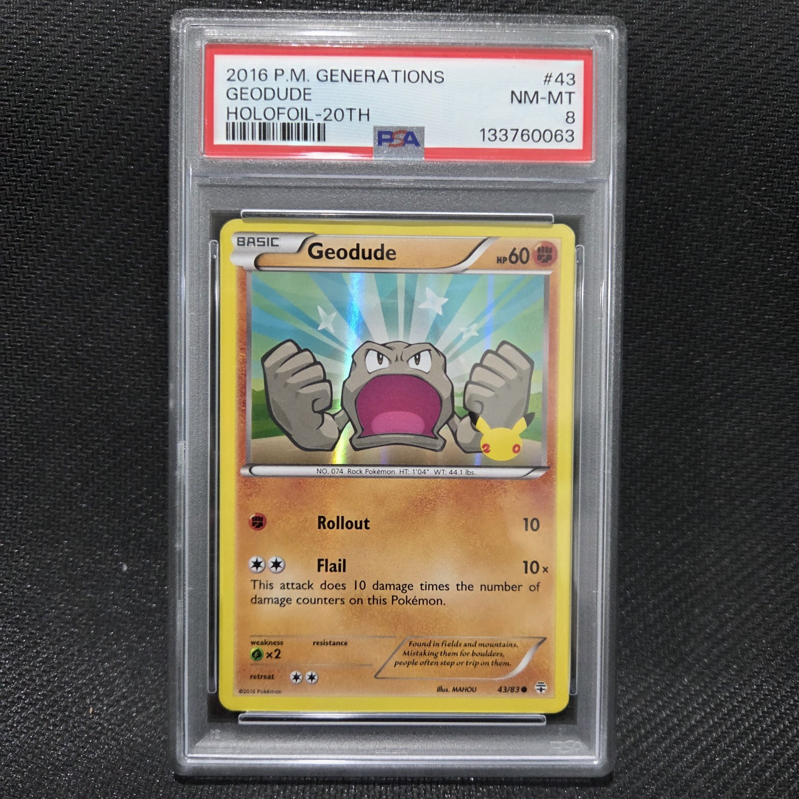 2016 Pokemon XY Generations Geodude Holofoil-20th 43