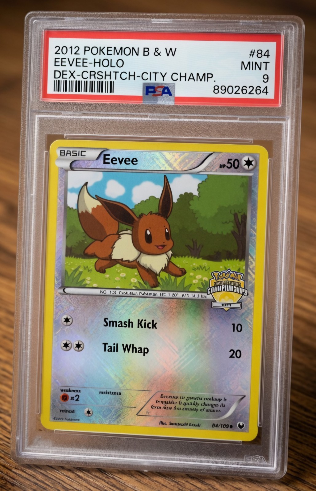 2012 Pokemon Black & White Dark Explorers Eevee-Holo Crosshatch-2012 City Championships 84