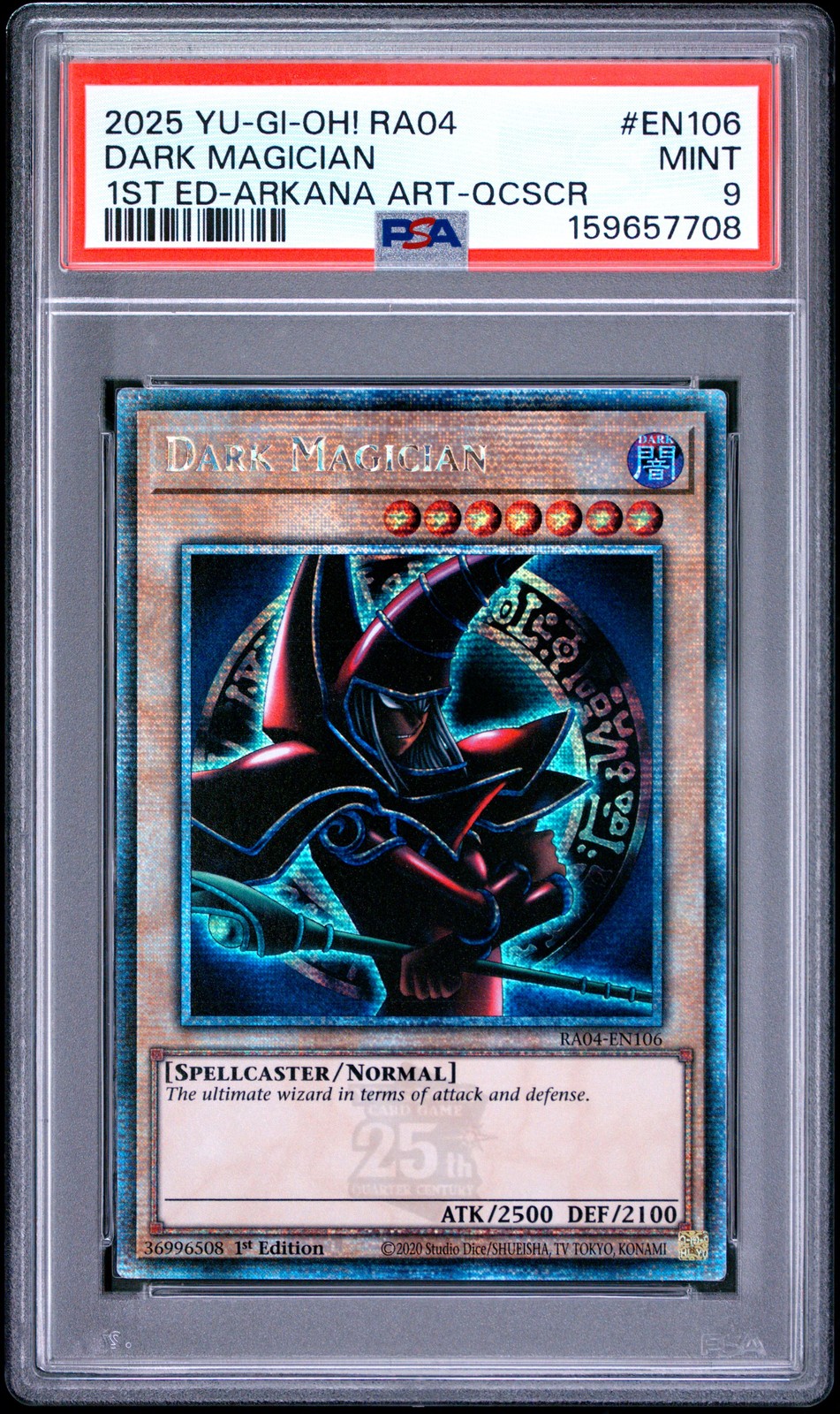 2025 YU-GI-Oh! RA04-Quarter Century Stampede Dark Magician 1st Edition-Arkana Artwork-Quarter Century Secret Rare EN106