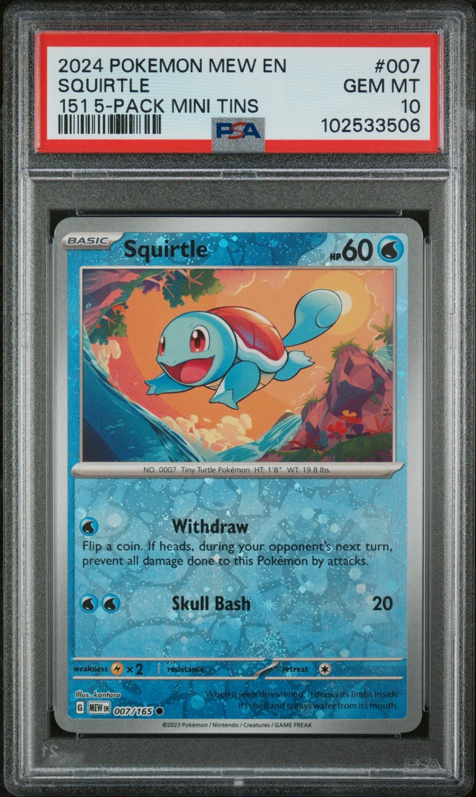 2024 Pokemon Mew EN-151 Squirtle 151 5-Pack Mini Tin 007