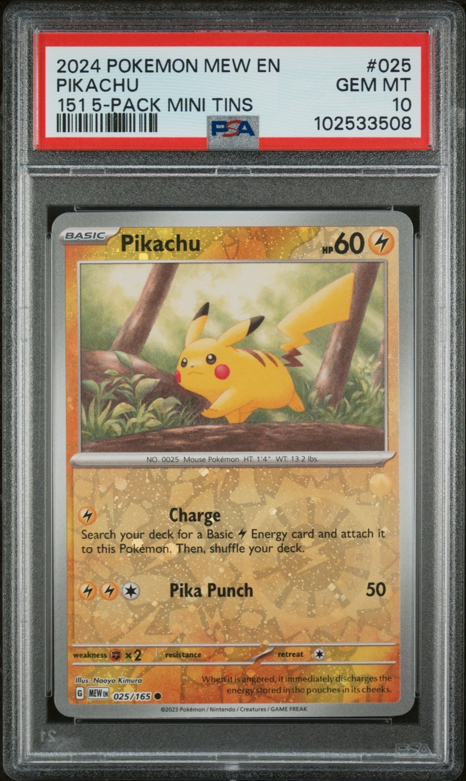 2024 Pokemon Mew EN-151 Pikachu 151 5-Pack Mini Tin 025