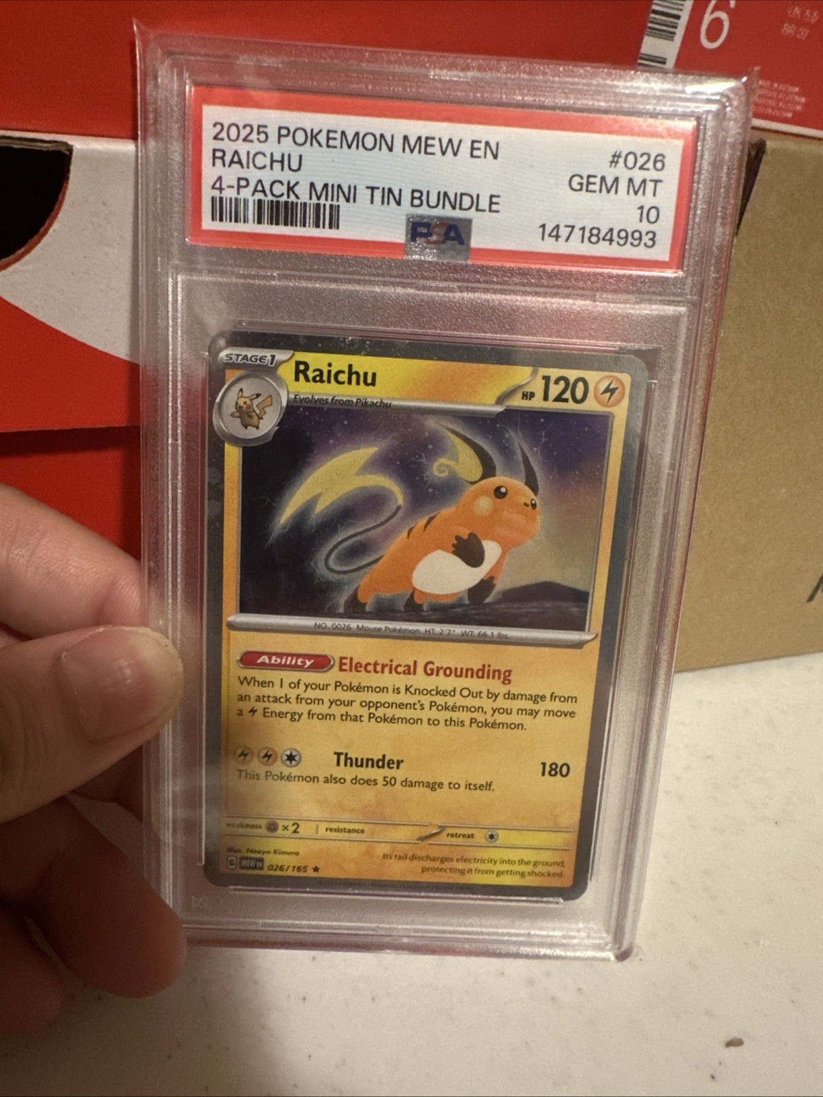 2025 Pokemon Mew EN-151 Raichu 4-Pack Mini Tin Bundle 026