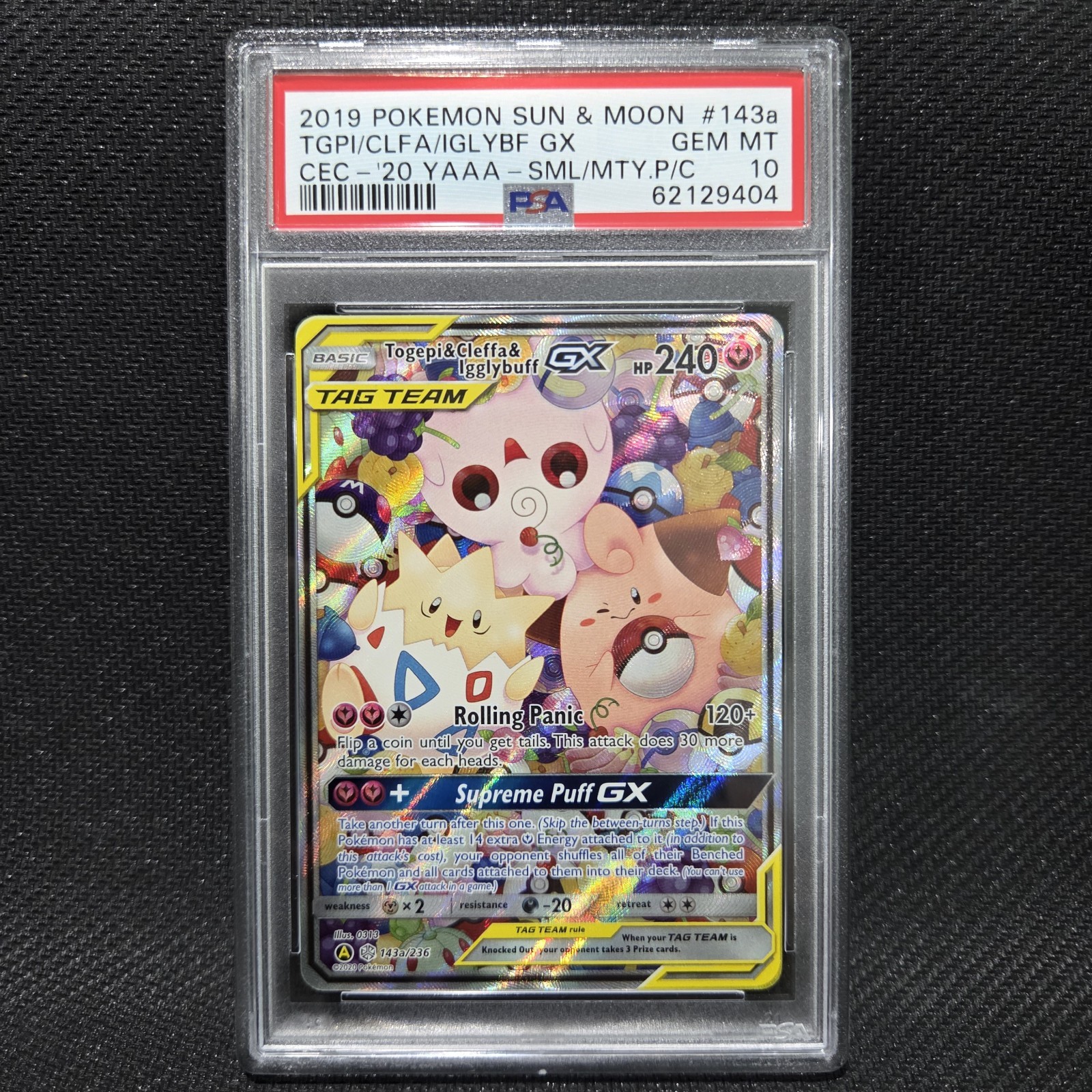 2019 Pokemon Sun & Moon Cosmic Eclipse Togepi & Cleffa & Igglybuff GX 2020 Yellow A Alternate Art Small But Mighty Premium Collection 143a
