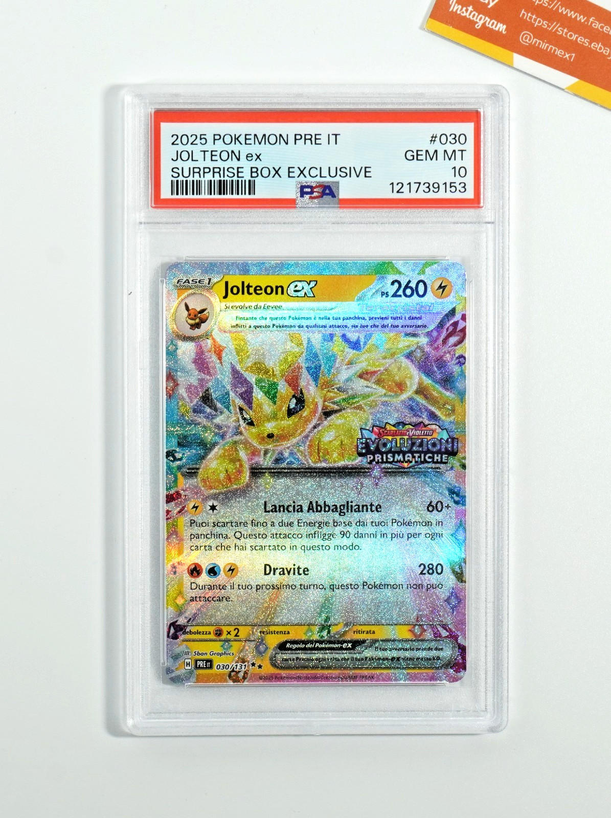 2025 Pokemon Italian Pre It-Prismatic Evolutions Jolteon EX Surprise Box Exclusive 030
