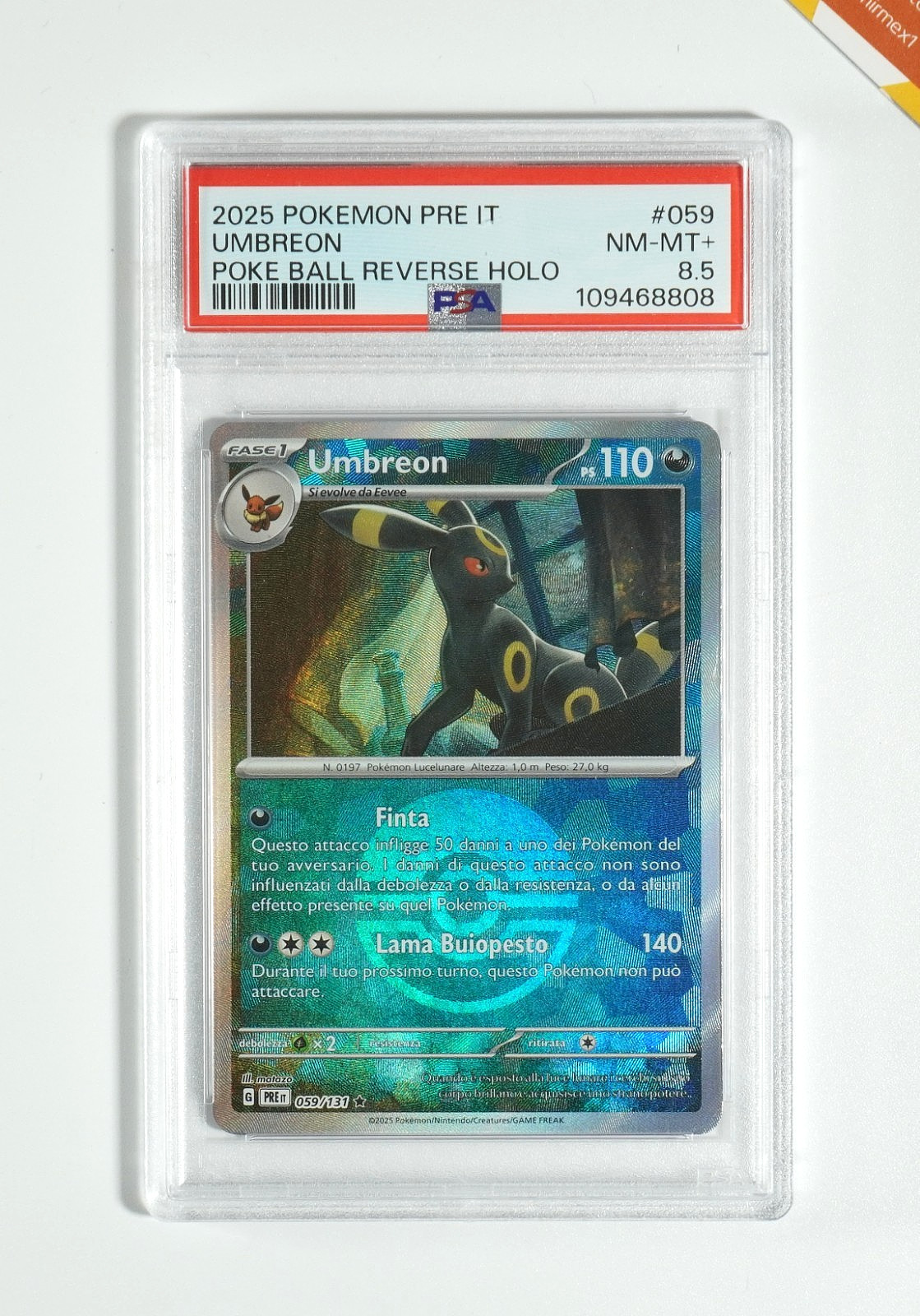 2025 Pokemon Italian Pre It-Prismatic Evolutions Umbreon Poke Ball Reverse Holo 059