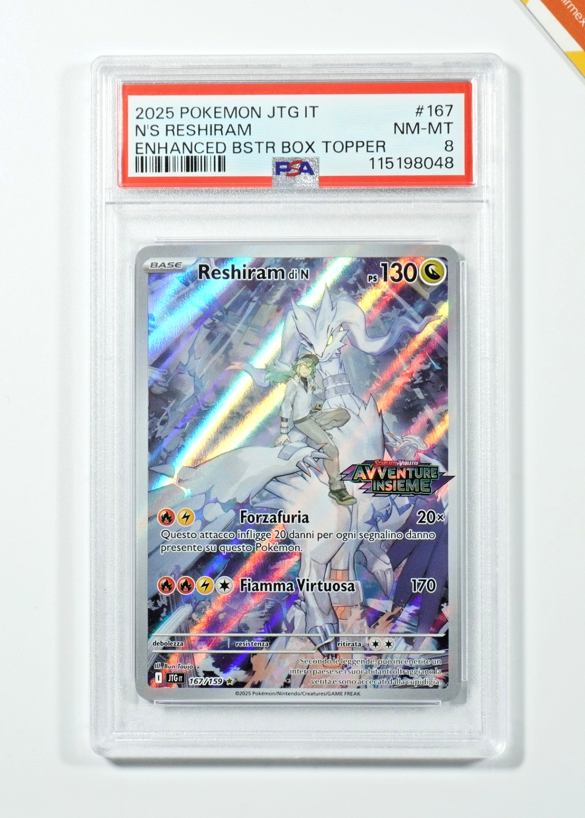 2025 Pokemon Italian Jtg It-Journey Together N's Reshiram Enhanced Booster Box Topper 167