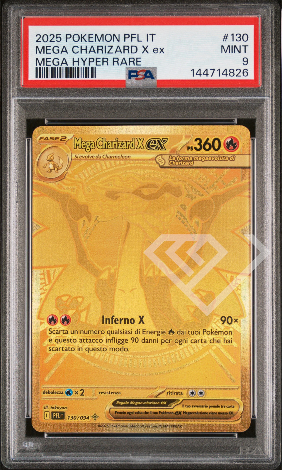 2025 Pokemon Italian Pfl It-Phantasmal Flames Mega Charizard X EX Mega Hyper Rare 130