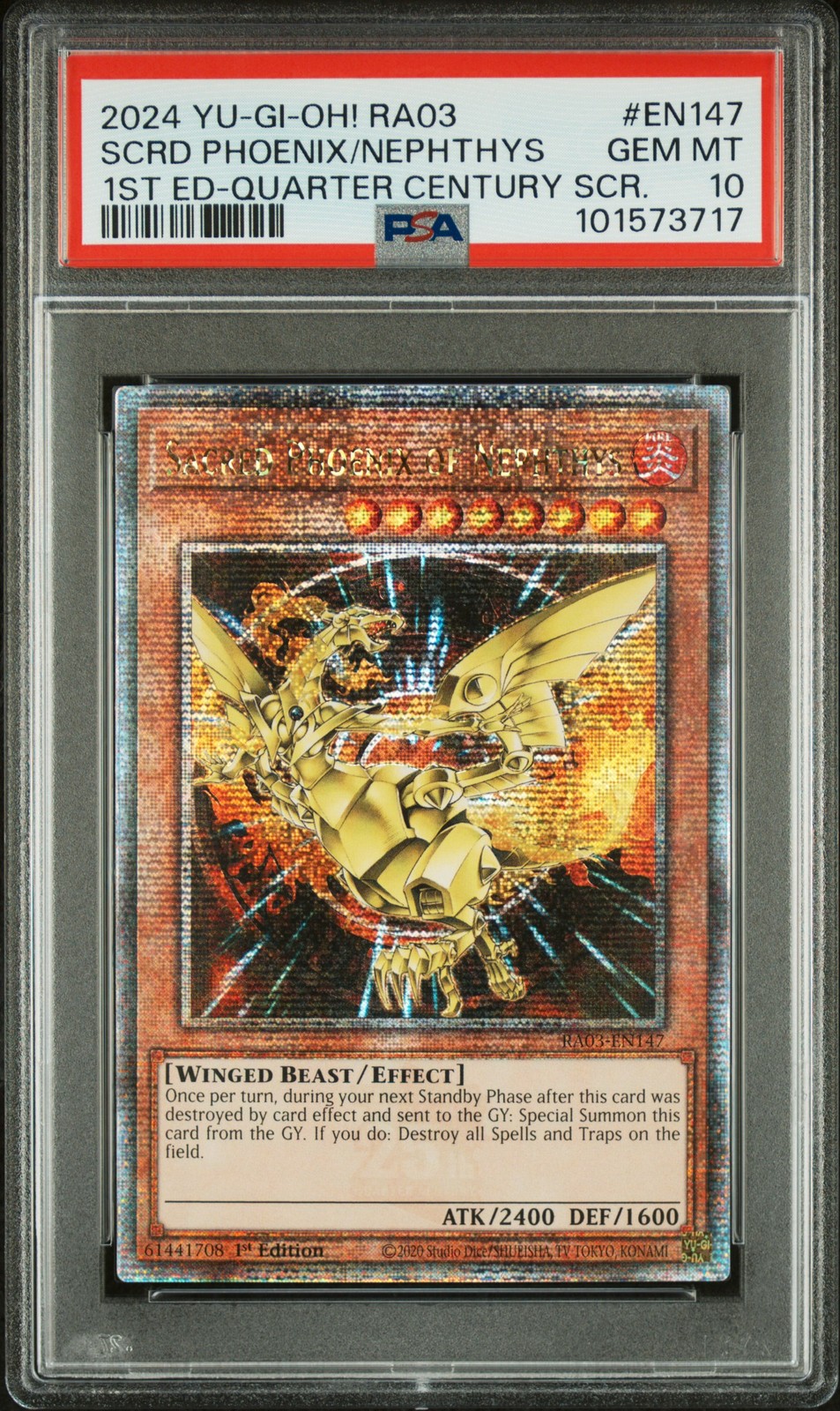 2024 YU-GI-Oh! RA03-Quarter Century Bonanza Sacred Phoenix of Nephthys 1st Edition-Quarter Century Secret Rare EN147