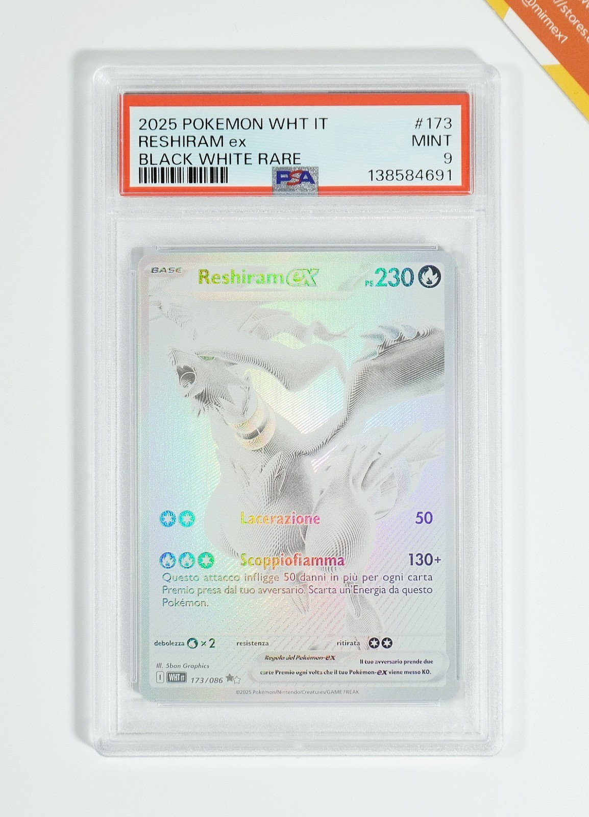 2025 Pokemon Italian Wht It-White Flare Reshiram EX Black White Rare 173