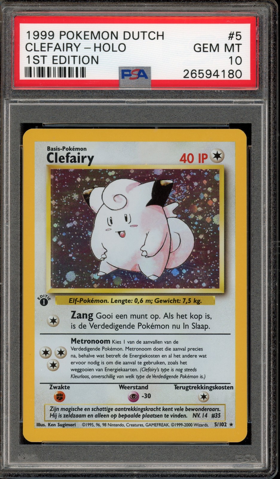 1999 Pokemon Dutch Clefairy-Holo 1st Edition 5