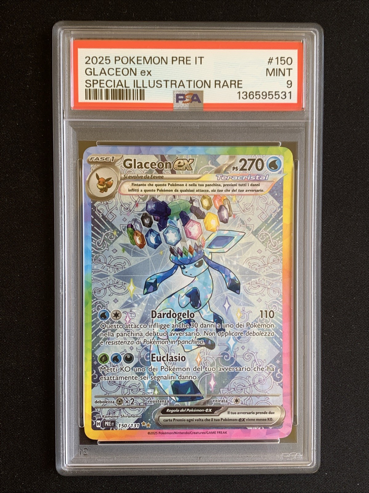 2025 Pokemon Italian Pre It-Prismatic Evolutions Glaceon EX Special Illustration Rare 150
